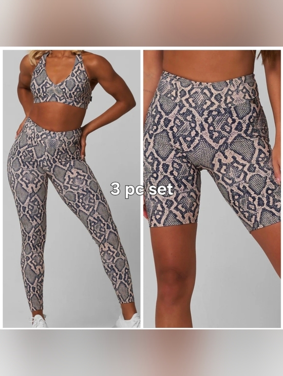 Lici Fit Pants - 3pc Lici Fit Python High Waist Biker Short Regular Leggings & Regular Bra